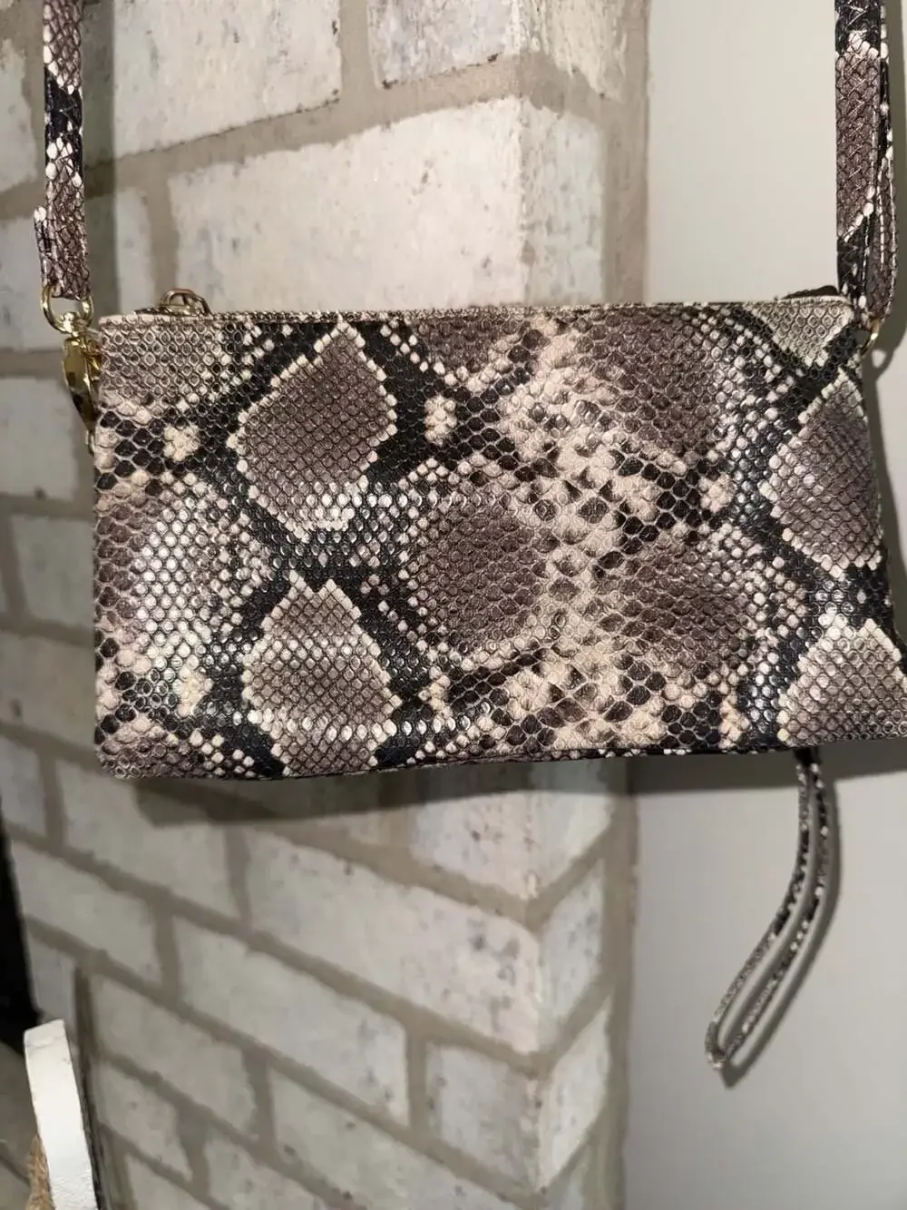 Boutique Snakeskin Print Crossbody Handbag